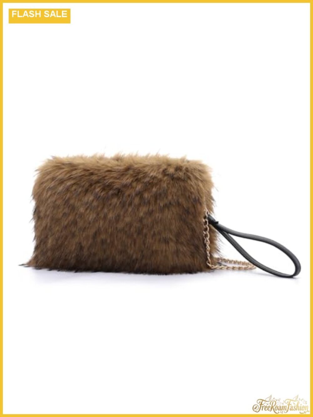 Faux Fur Evening Clutch Wristlet with Detachable Chain Shoulder Bag